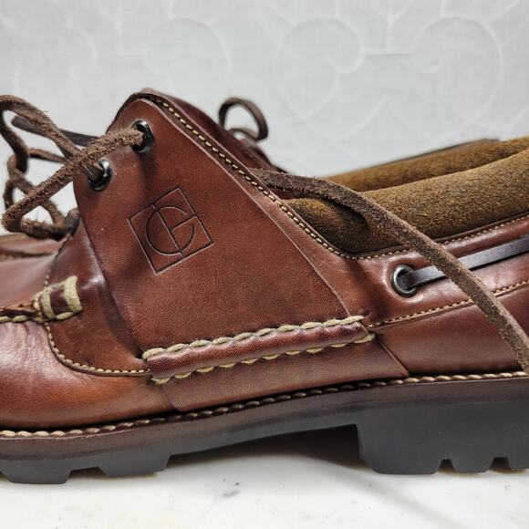 Cole Haan Shoe G Leather Loafers Mens 9.5 Brown Black Vibram Sole Deck Shoes - Picture 6 of 16